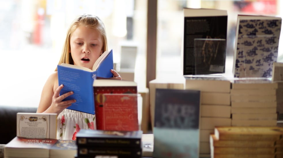 Girl in bookshop